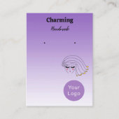 Paarse kleuren,  Meisje Gezicht Oorbel Kaarten Visitekaartje (Voorkant)