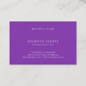 Paarse kleuren Moderne Sjabloon Professional elega Visitekaartje (Achterkant)