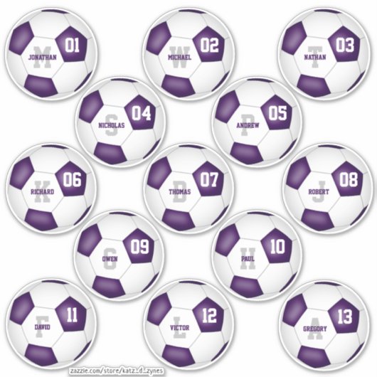 paarse kleuren voetbalclubs 13 spelers sticker (Voorkant)