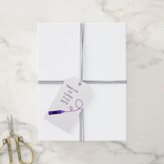Paarse kleurpotlood cadeaulabel (Met Touw)