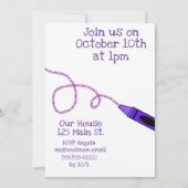 Paarse kleurpotlood verjaardagsfeestje kaart (Achterkant)