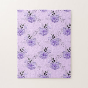 Paarse Kleurrijke Bloem Botanisch Bloemmotief Legpuzzel