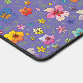 Paarse Kleurrijke Bloemen Tuin Patroon Modern Bureaumat (Hoek)