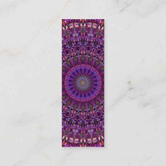 Paarse kleurrijke Floral Mandala Mini Visitekaartje (Achterkant)