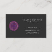 Paarse kleurrijke Floral Mandala Visitekaartje (Achterkant)