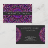 Paarse kleurrijke Floral Mandala Visitekaartje (Voorkant / Achterkant)