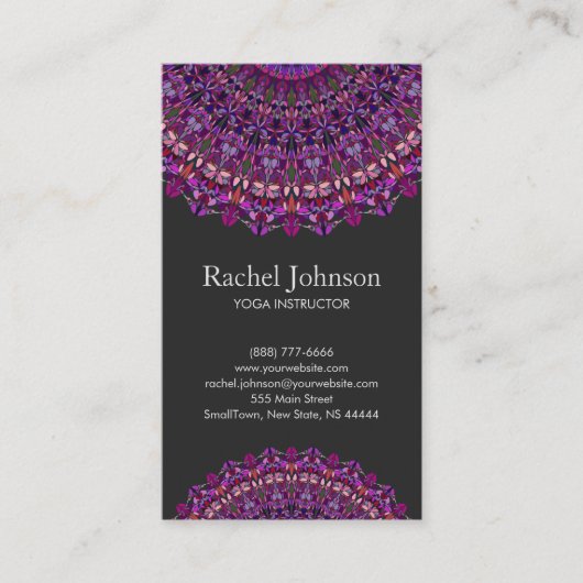 Paarse kleurrijke Floral Mandala Visitekaartje (Voorkant)