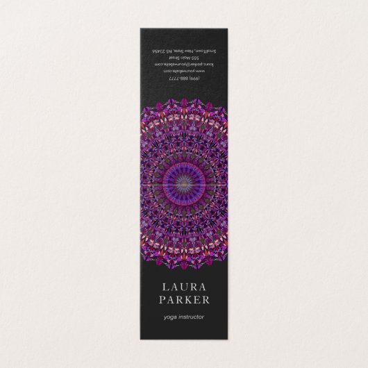 Paarse kleurrijke Floral Mandala Visitekaartje (Buitenkant ongevouwen)