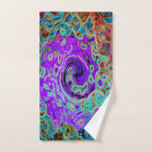 Paarse kleurrijke Groovy Abstract Retro vloeistof  Bad Handdoek (Handdoek)