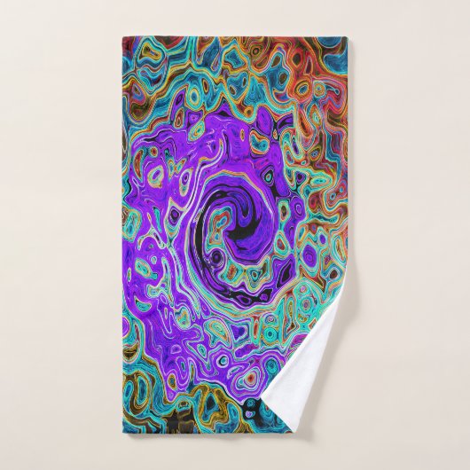 Paarse kleurrijke Groovy Abstract Retro vloeistof  Bad Handdoek (Handdoek)