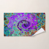 Paarse kleurrijke Groovy Abstract Retro vloeistof  Bad Handdoek (Handdoek)
