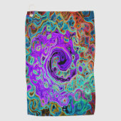 Paarse kleurrijke Groovy Abstract Retro vloeistof  Golfhanddoek (Voorkant)