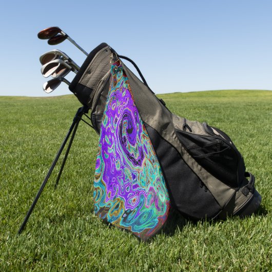 Paarse kleurrijke Groovy Abstract Retro vloeistof  Golfhanddoek (Groen)