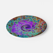 Paarse kleurrijke Groovy Abstract Retro vloeistof Papieren Bordje (Gekanteld)