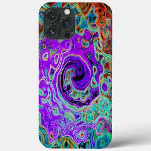 Paarse Kleurrijke Groovy Abstracte Retro Vloeibare Case-Mate iPhone Case