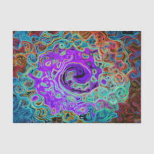 Paarse Kleurrijke Groovy Abstracte Retro Vloeibare Tissuepapier