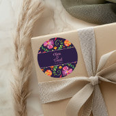 Paarse Kleurrijke Mexicaanse Bloemen Fiesta Bruilo Ronde Sticker