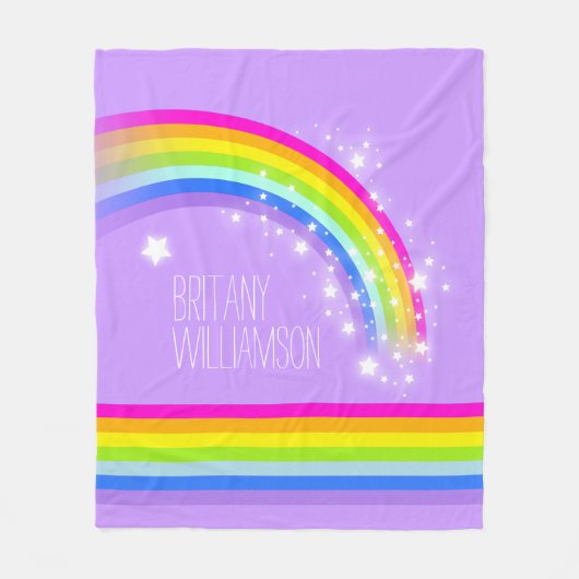 Paarse kleurrijke naam regenboogsterren fleece deken (Voorkant)