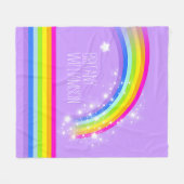Paarse kleurrijke naam regenboogsterren fleece deken (Voorkant (Horizontaal))