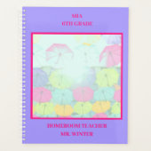 Paarse Kleurrijke Paraplu's School Klaslokaal Planner (Voorkant)
