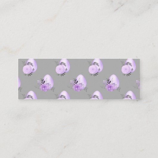 Paarse kleurrijke ventilator botanische paasvormig mini visitekaartje (Achterkant)