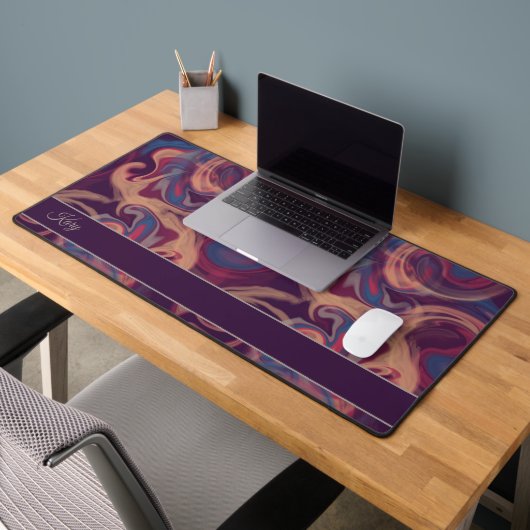 Paarse & Kleurrijke Wervelende Waterverf Aangepast Bureaumat (Kantoor 2)