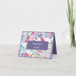 paarse kleurrijke wildflower bruiloft gastenkaart bedankkaart