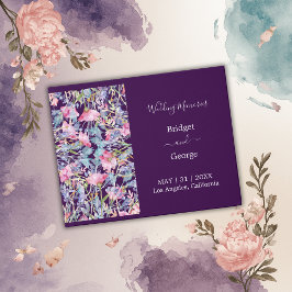 paarse kleurrijke wildflower groen bruiloft gastenboek