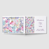 paarse kleurrijke wildflower groen bruiloft gastenboek (Volledig)