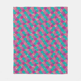 Paarse kleurrijke zeemeermin Glitter Fleece Deken