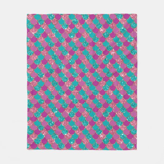 Paarse kleurrijke zeemeermin Glitter Fleece Deken (Voorkant)