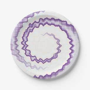 Paarse kleurstof violet witte strijkkoel papieren bordje