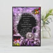 Paarse klok slaat 12 nieuwjaarsfeest kaart (Staand voorkant)