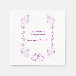Paarse klokken Scrollwork bruiloft receptie Servet