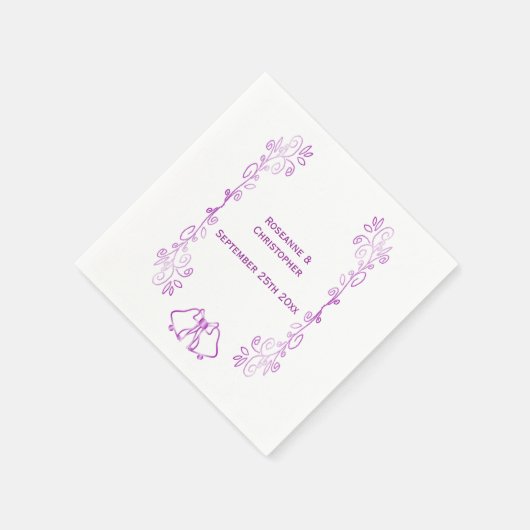 Paarse klokken Scrollwork bruiloft receptie Servet (Hoek)
