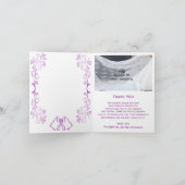 Paarse klokken Scrollwork Ontwerp Wedding Bedankkaart (Binnen)
