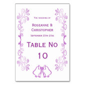 Paarse klokken Scrollwork Ontwerp Wedding Kaart (Achterkant)