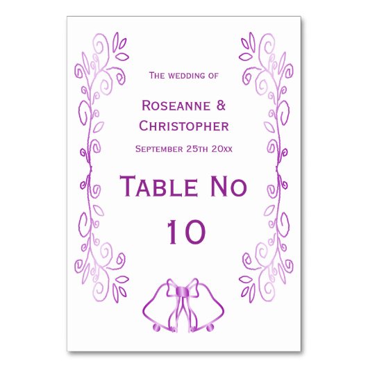 Paarse klokken Scrollwork Ontwerp Wedding Kaart (Voorkant)