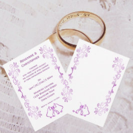 Paarse klokken Scrollwork Ontwerp Wedding Kaart