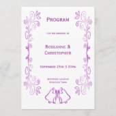 Paarse klokken Scrollwork Ontwerp Wedding Programmakaart (Voorkant)