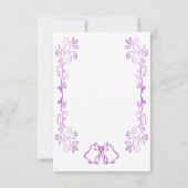 Paarse klokken Scrollwork Ontwerp Wedding RSVP Kaartje (Achterkant)