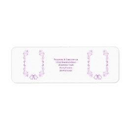 Paarse klokken Scrollwork Wedding Return Adres Etiket