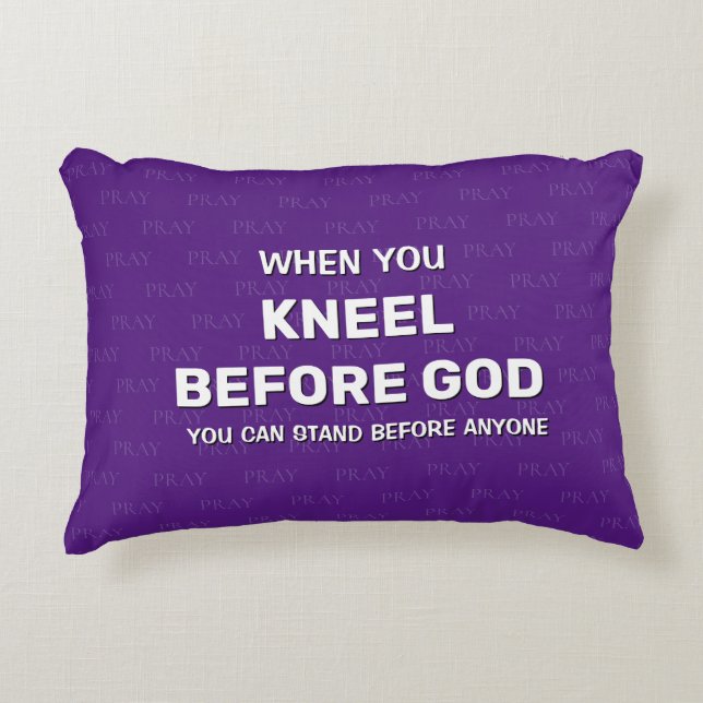Paarse KNEEL VÓÓR GOD Prayer Accent Pillow Kussen (Voorkant)