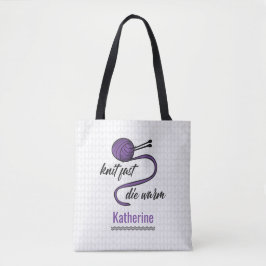 Paarse Knit Fast, Die Warm Tote Bag