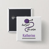 Paarse Knit Fast, Die Warm Vierkante Button 5,1 Cm (Voorkant /achterkant)