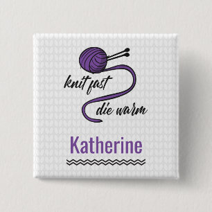 Paarse Knit Fast, Die Warm Vierkante Button 5,1 Cm