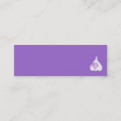 Paarse knoflookprofielkaart mini visitekaartje (Achterkant)