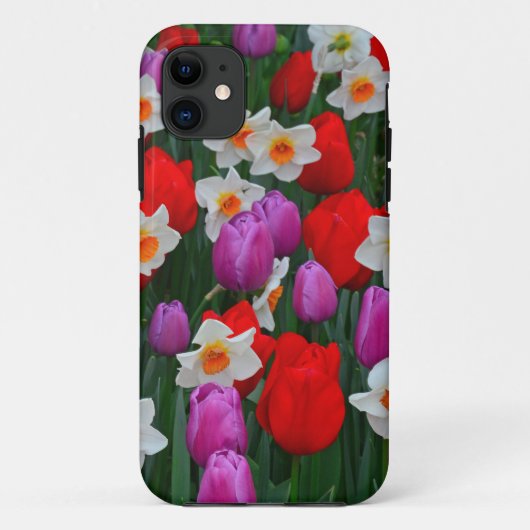 Paarse knollen en witte daffodiltuinen Case-Mate iPhone case (Achterkant)