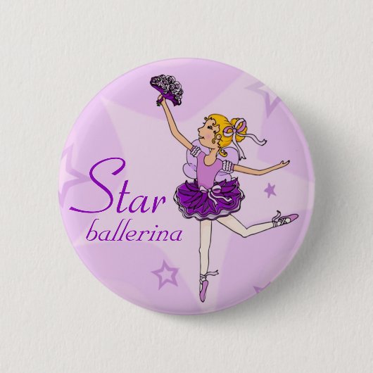 Paarse knop Star ballerina Ronde Button 5,7 Cm (Voorkant)