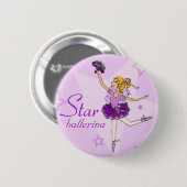 Paarse knop Star ballerina Ronde Button 5,7 Cm (Voorkant /achterkant)